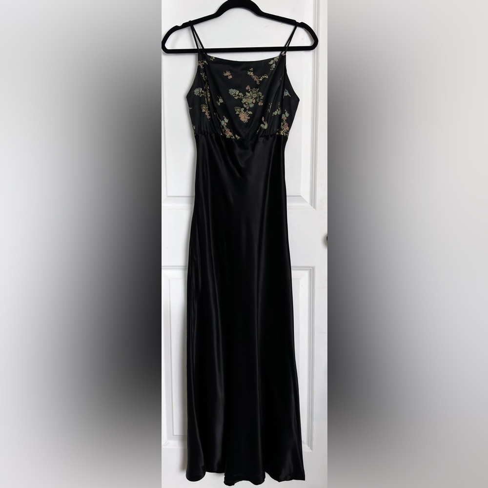 Y2K vintage satin oriental Asian lace up black dress party sz S/M - Picture 3 of 15